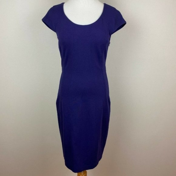 DVF Diane Von Furstenberg Dress 4 Sheath Purple Cap Sleeve Career Office - Picture 12 of 12